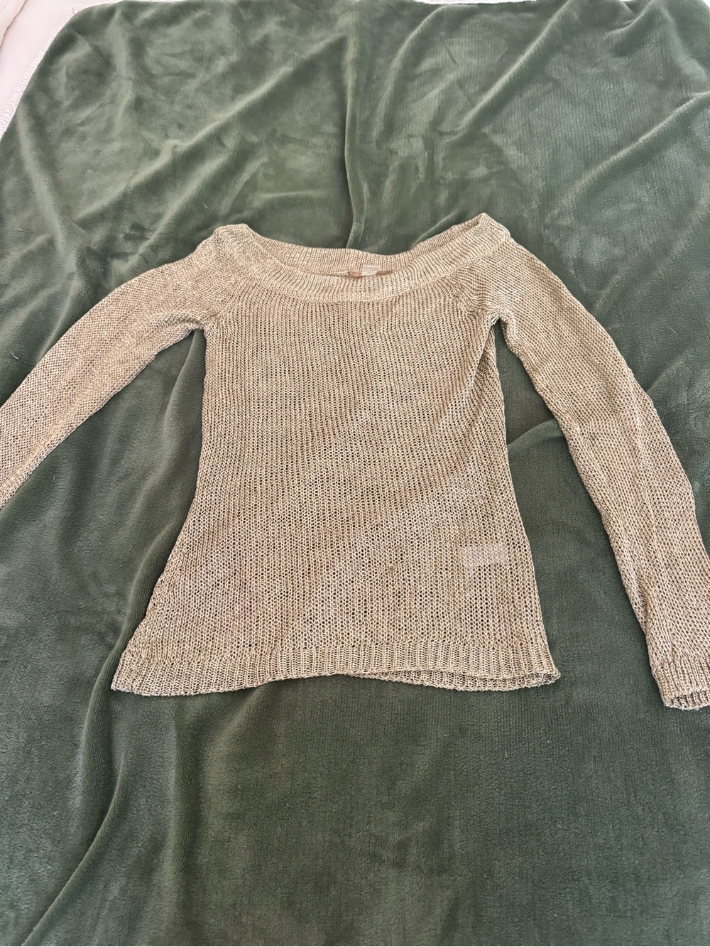 Gold Women's Knit Sweater - Casual Boatneck Long Sleeve